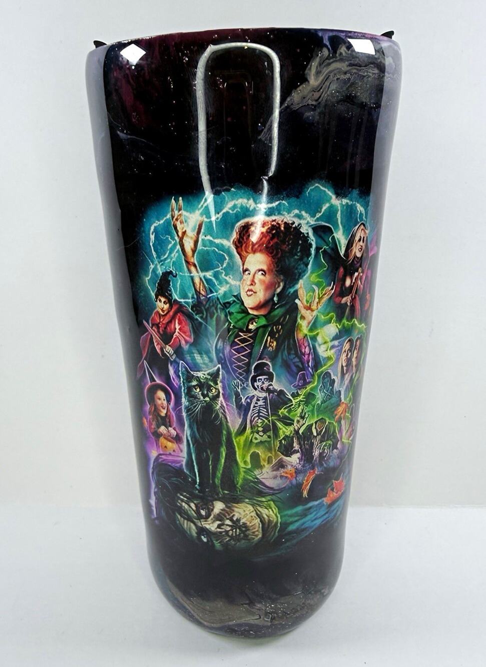 Custom Hocus Pocus 24 oz Stainless Steel Tumbler with Lid - Resin Epoxy Swirl